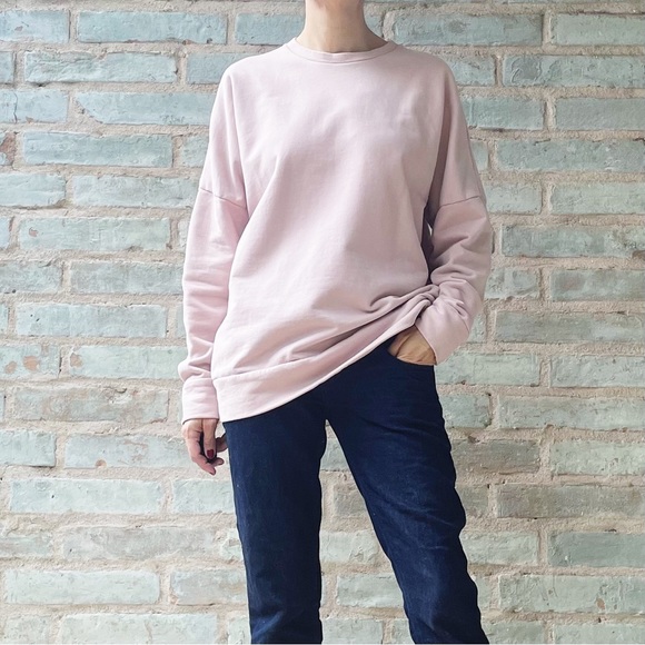 COS Pink Sweatshirt Dusty Rose Oversized Crew Neck Drop Sleeve Sweater - Picture 14 of 14